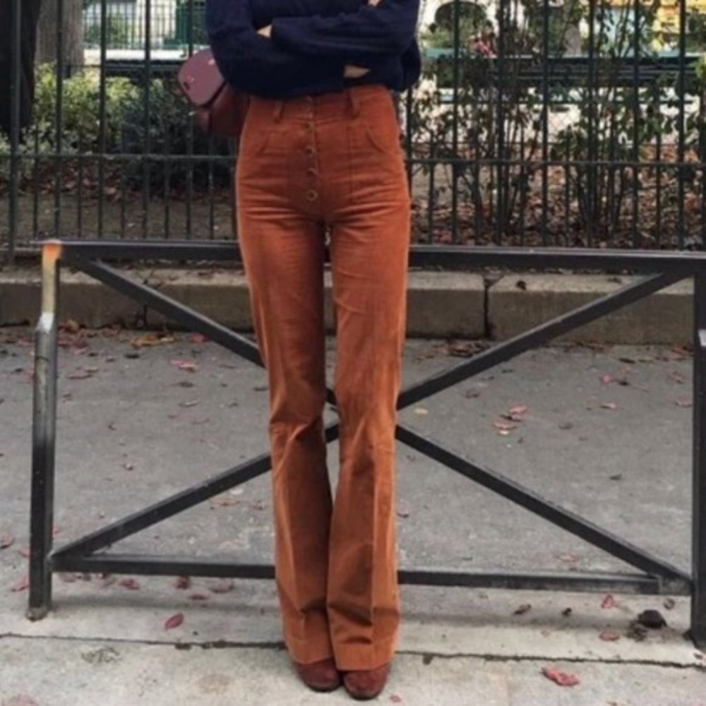 Nathalie Dumeix Corduroy Cognac Bootcut Flare Pants